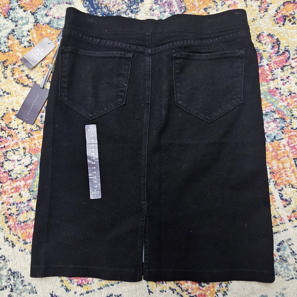 NYDJ Knee Length Black Denim Skirt